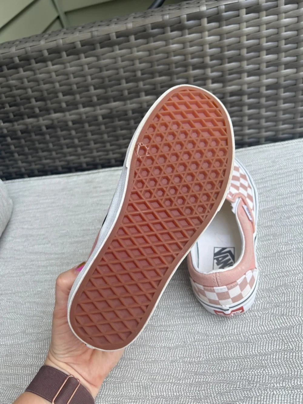Vans Classic Slip-On mauve pink & white checkerboard unisex sneakers